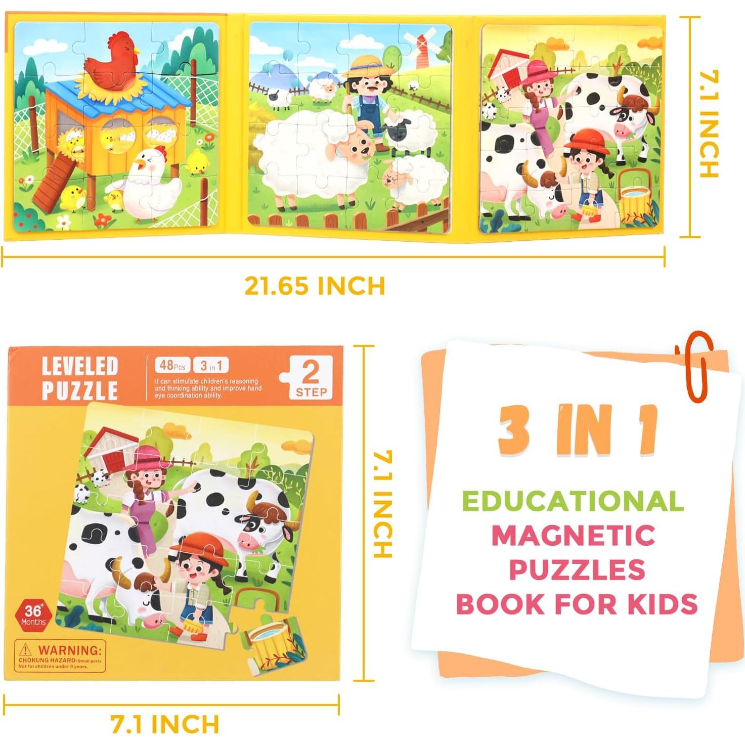 Rompecabezas Magnéticos EREBADI Granja 3 en 1 para Niños