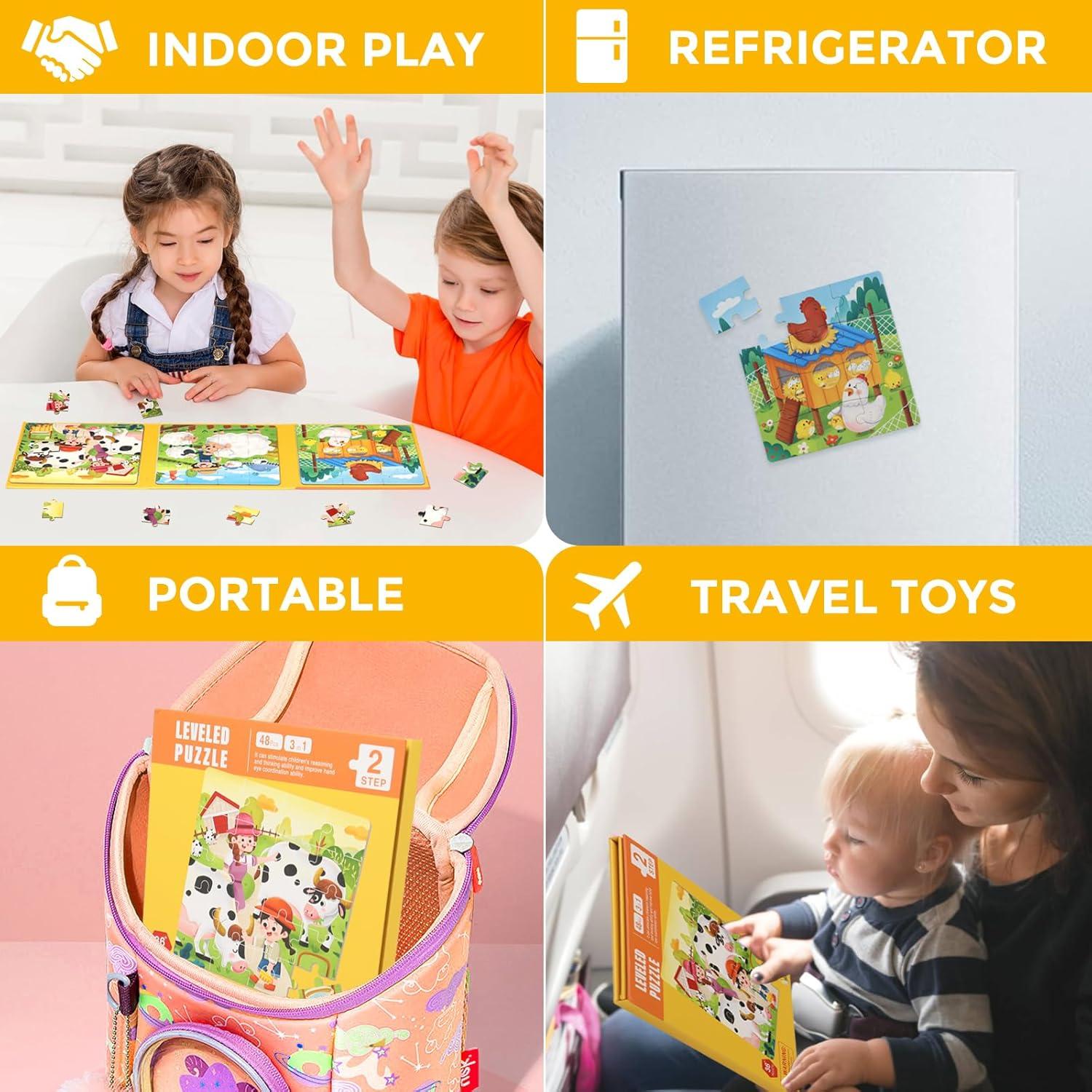 Rompecabezas Magnéticos EREBADI Granja 3 en 1 para Niños