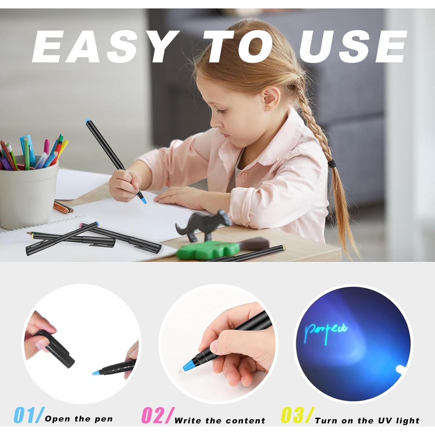 Bolígrafo de Tinta Invisible Daemson con 3 Linternas LED UV