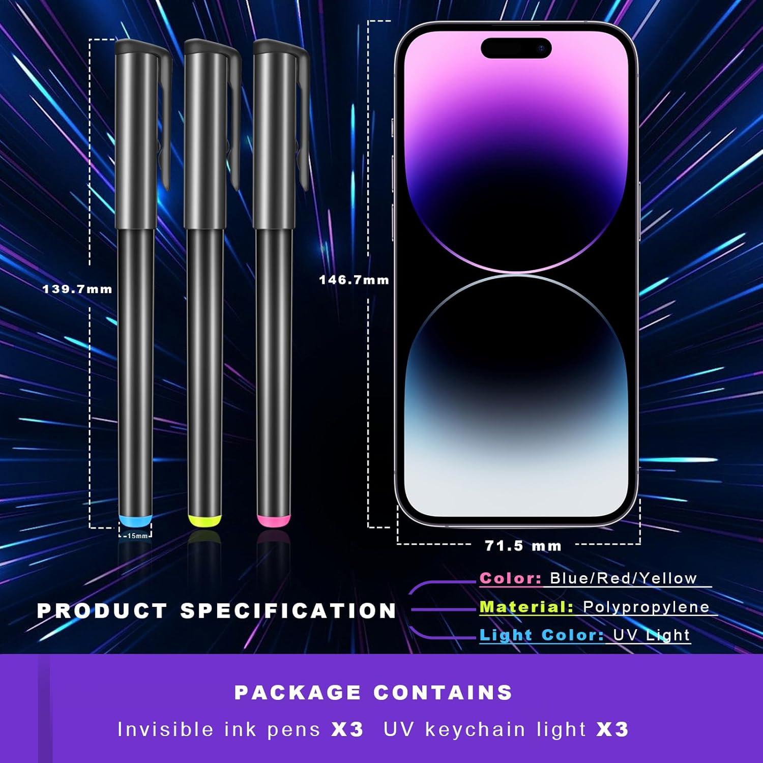 Bolígrafo de Tinta Invisible Daemson con 3 Linternas LED UV