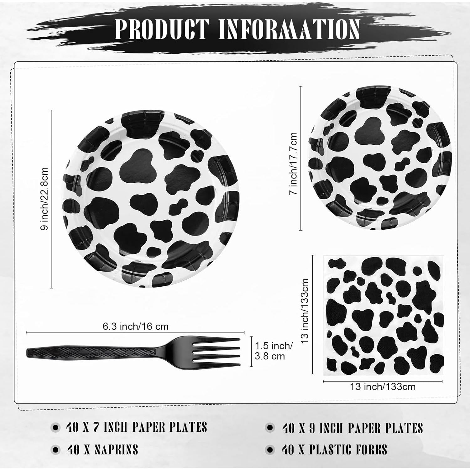 Set de Fiesta de Cumpleaños Layhit 160 Pcs Vaca para 40 Invitados