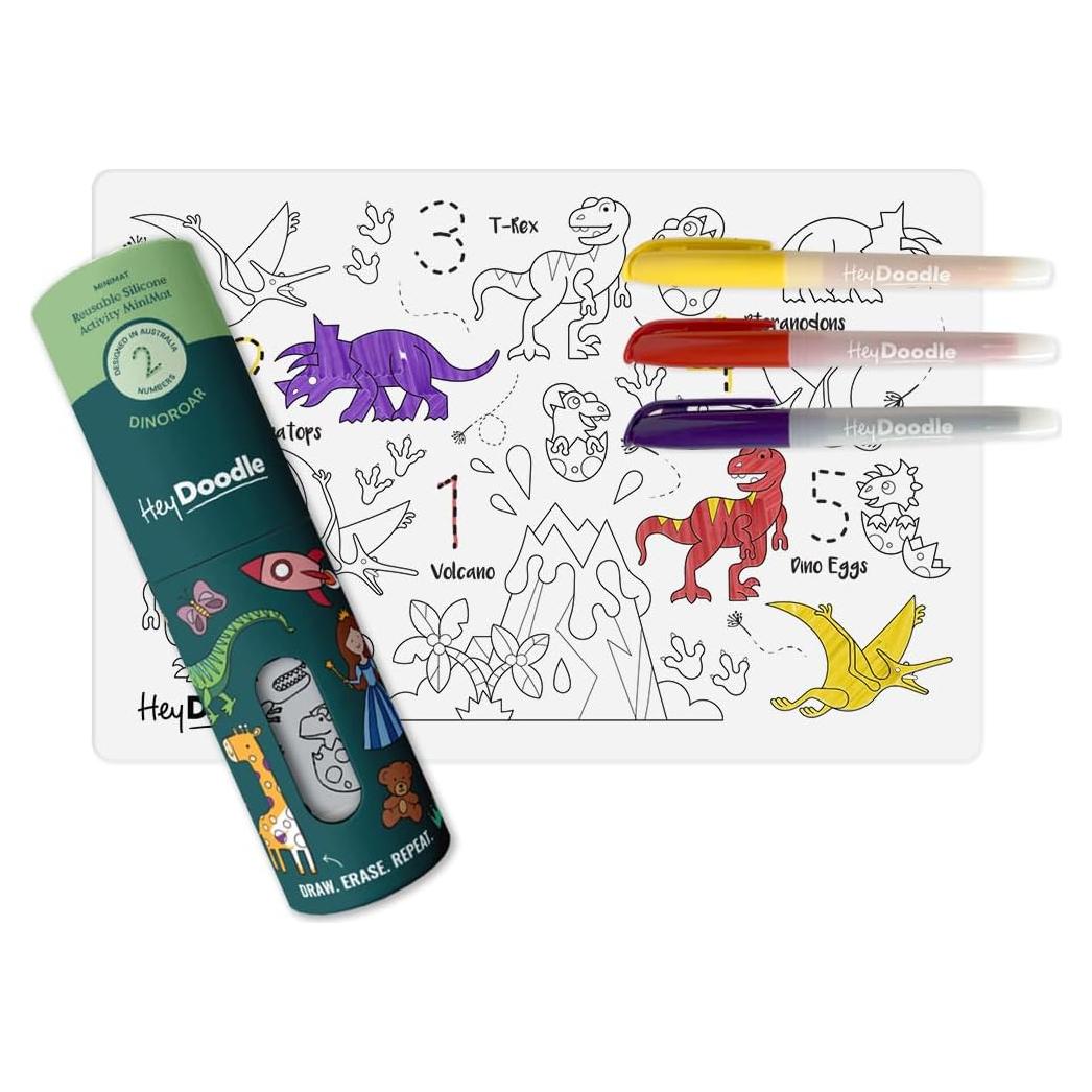 Alfombrilla de Dibujo Reutilizable HeyDoodle DinoRoar A4