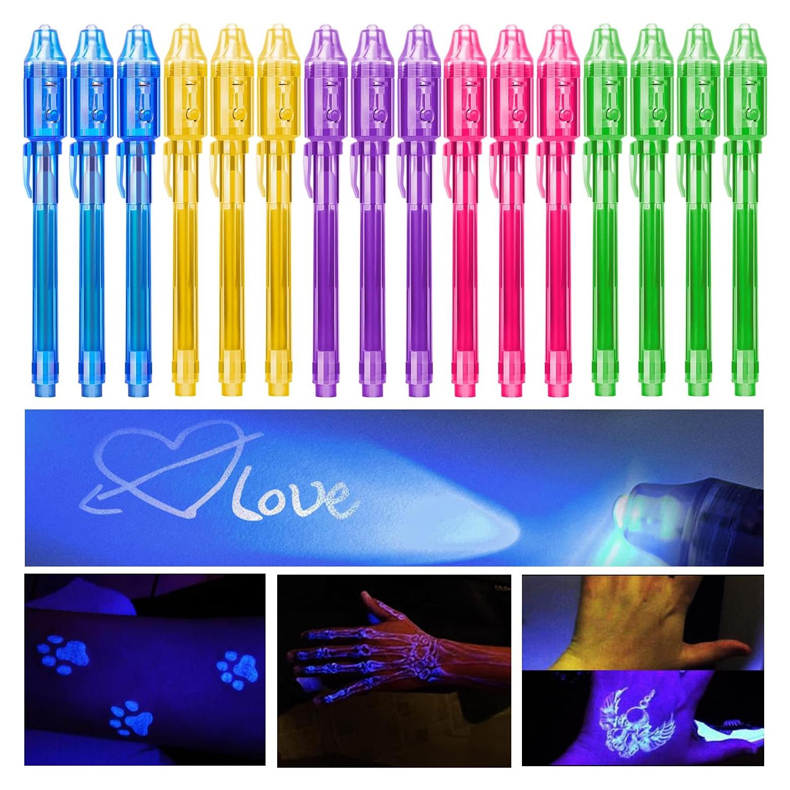 Bolígrafos de Tinta Invisible STENDA 16 Unidades con Luz UV