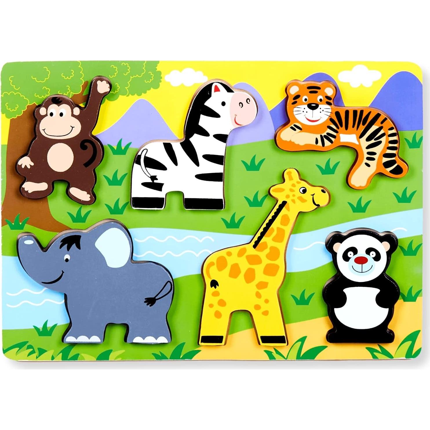 Rompecabezas Chunky de Madera ExploratoY - Animales 3D para Niños