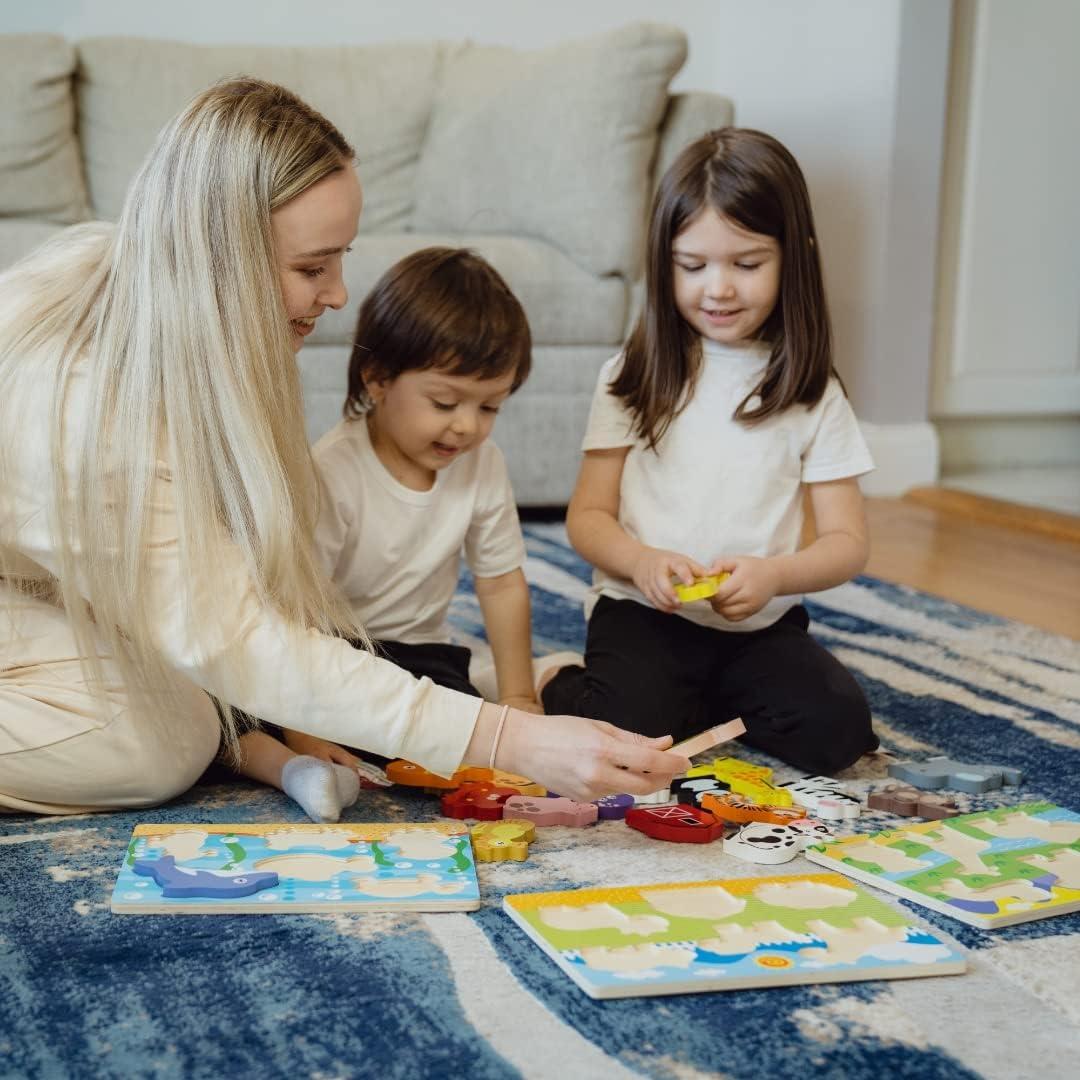 Rompecabezas Chunky de Madera ExploratoY - Animales 3D para Niños