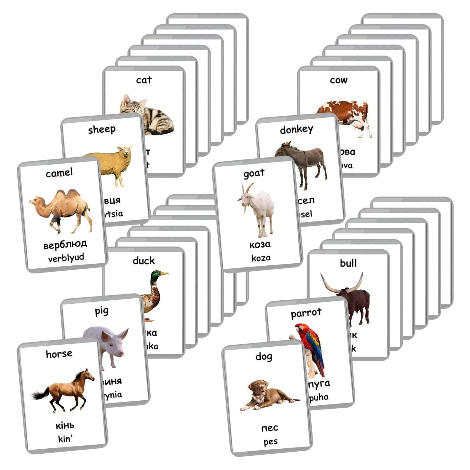 Tarjetas Bilingües Ucraniano-Inglés LifeLoLo - Animales de Granja
