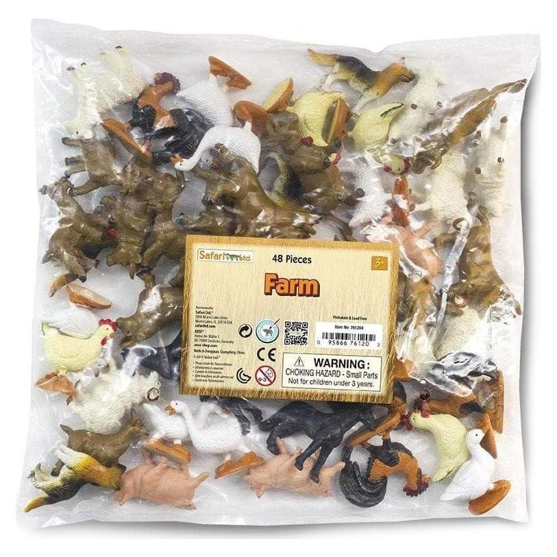 Safari Ltd Bolsa a Granel Vida en la Granja 48 Animales Miniatura