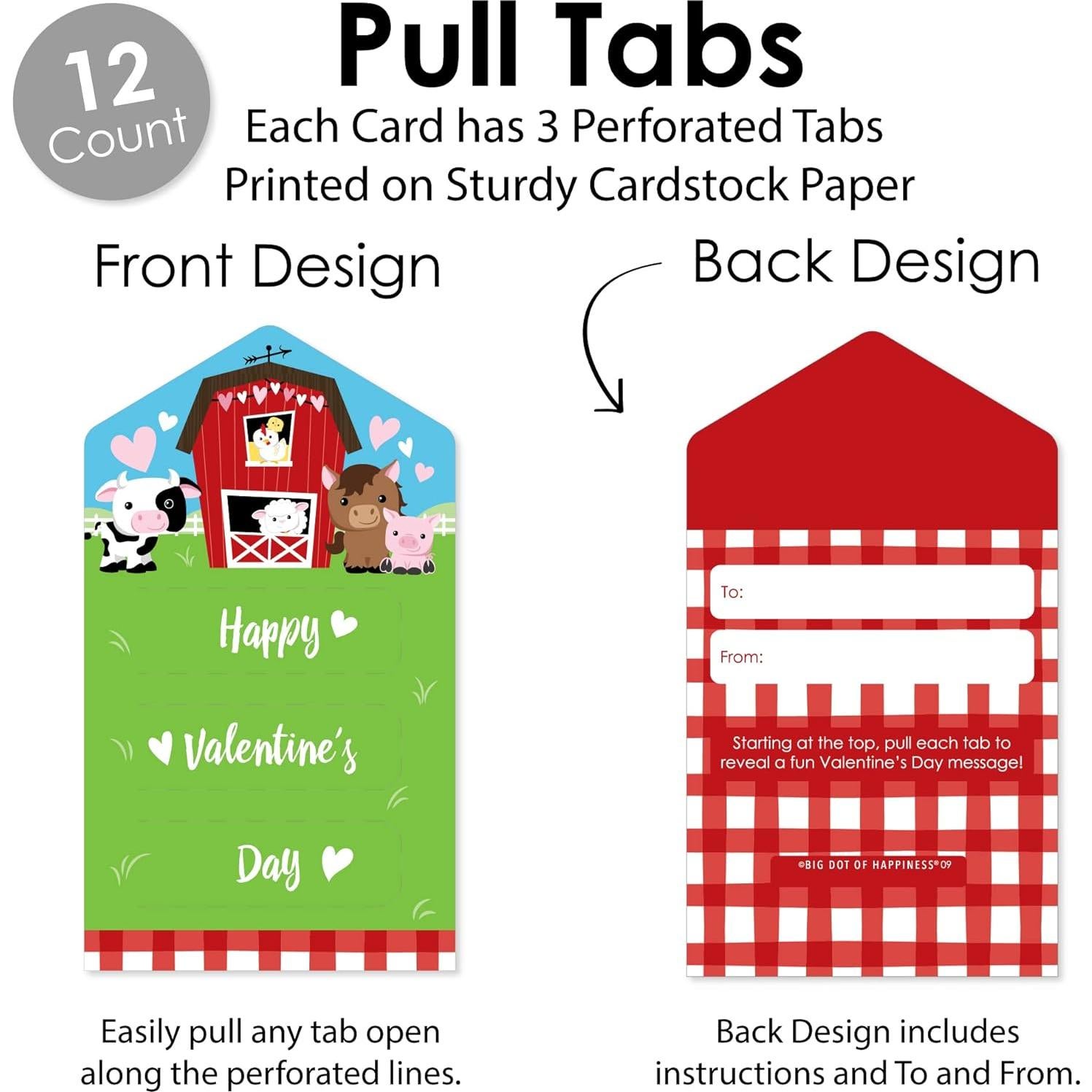 Tarjetas de San Valentín Animales de Granja Gran Punto - Set de 12