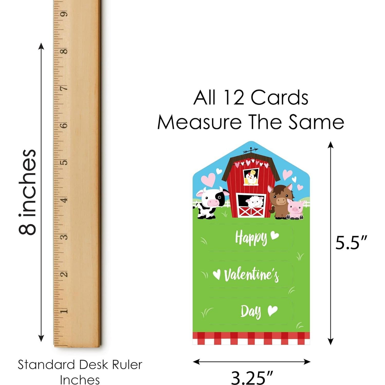 Tarjetas de San Valentín Animales de Granja Gran Punto - Set de 12