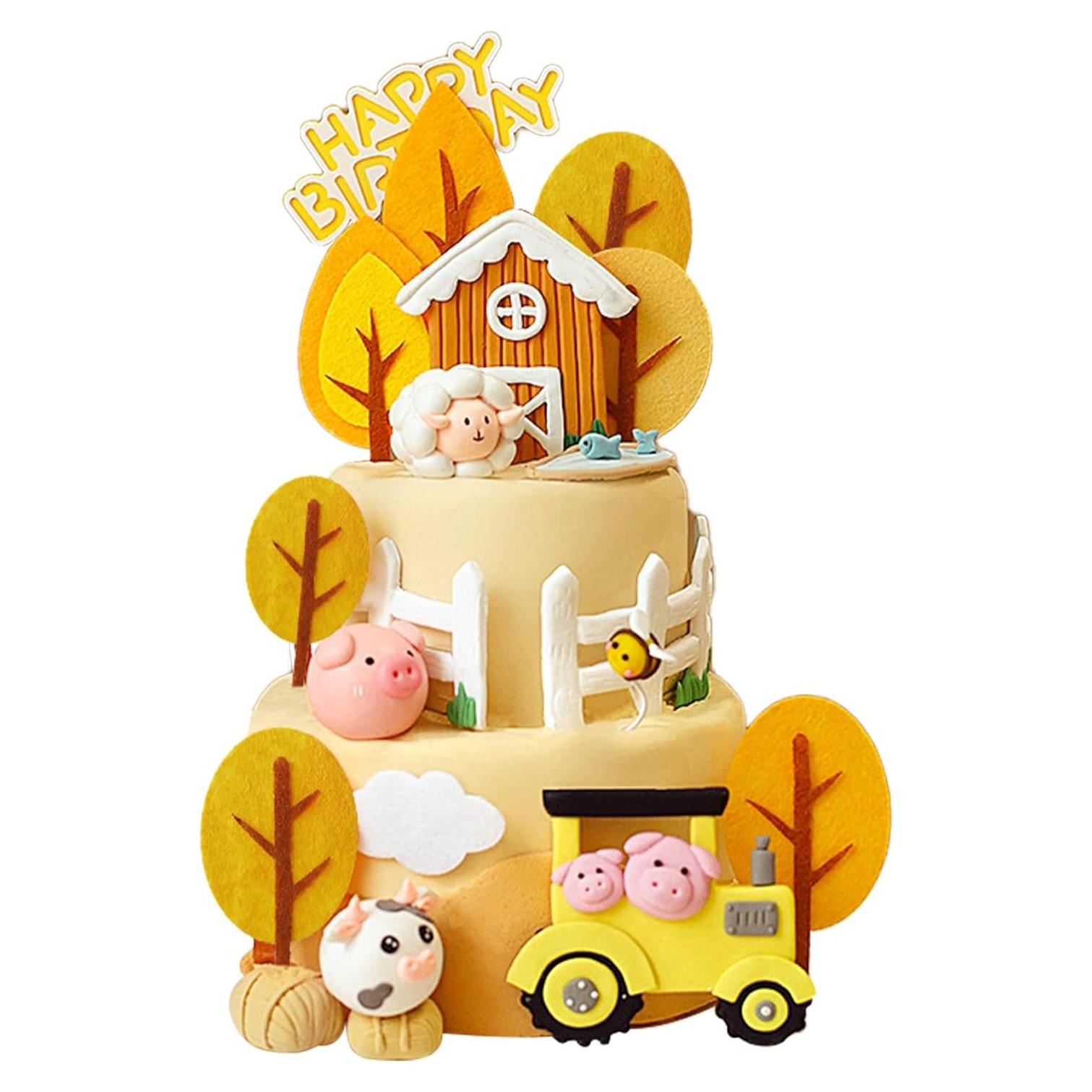 Set de 8 Decoraciones de Pasteles de Animales de Granja Gyufise