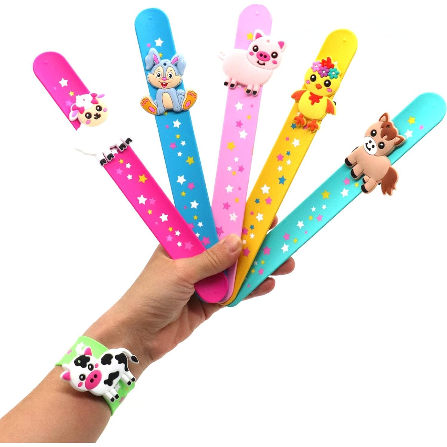 Brazaletes de Golpe de Animales de Granja - 6 Piezas para Niños