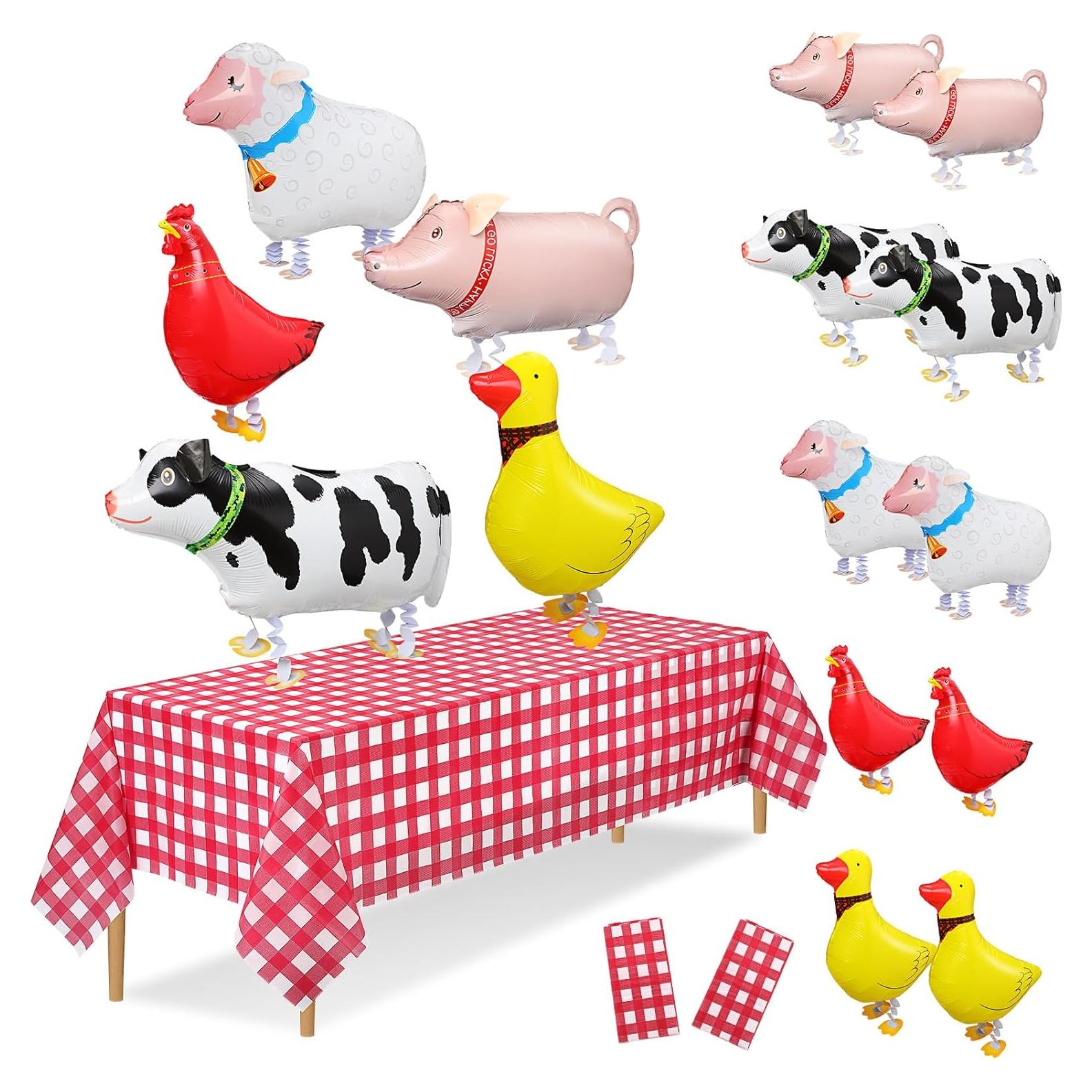 Set de Fiesta de Granja 12 Piezas VioraWhite - Globos y Manteles