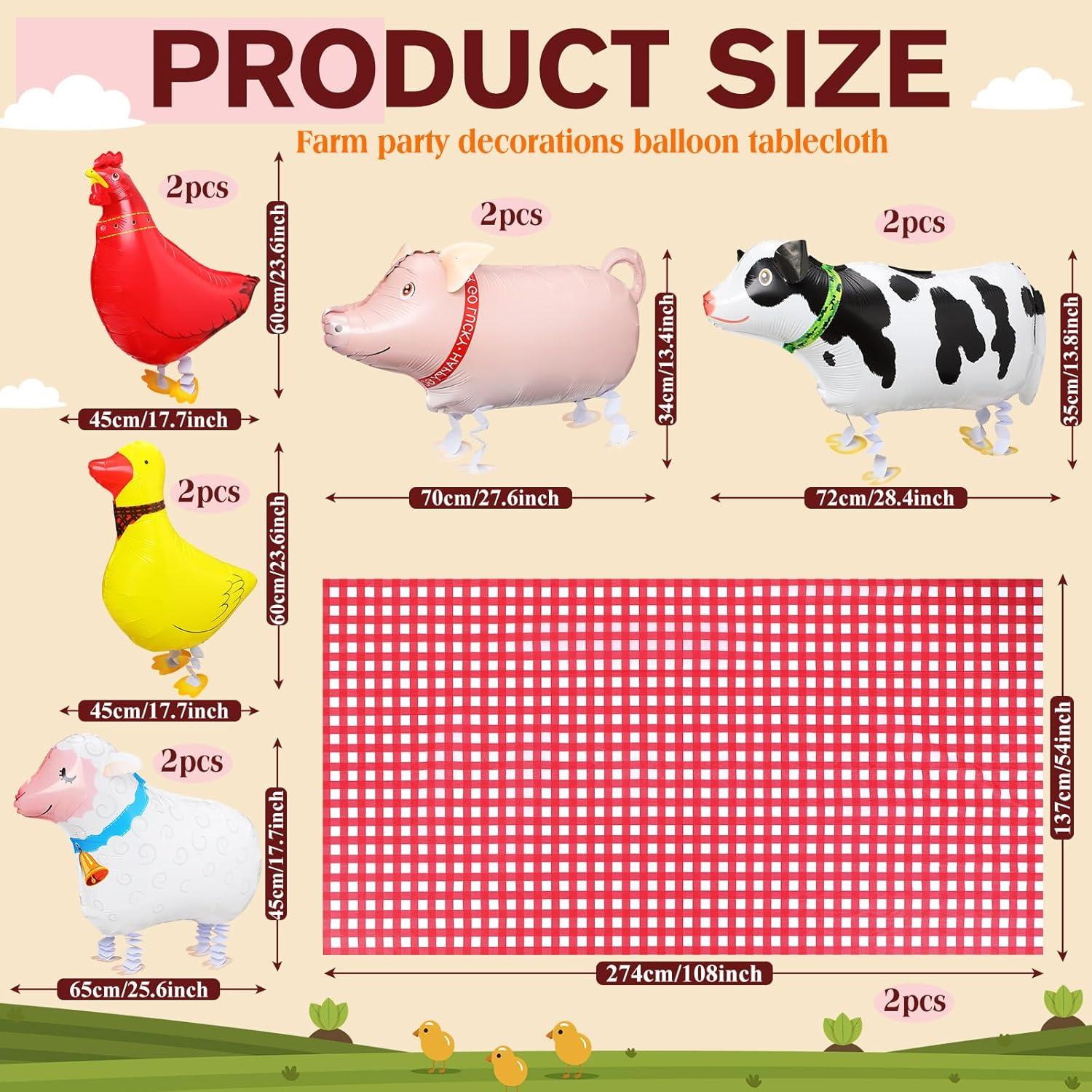 Set de Fiesta de Granja 12 Piezas VioraWhite - Globos y Manteles