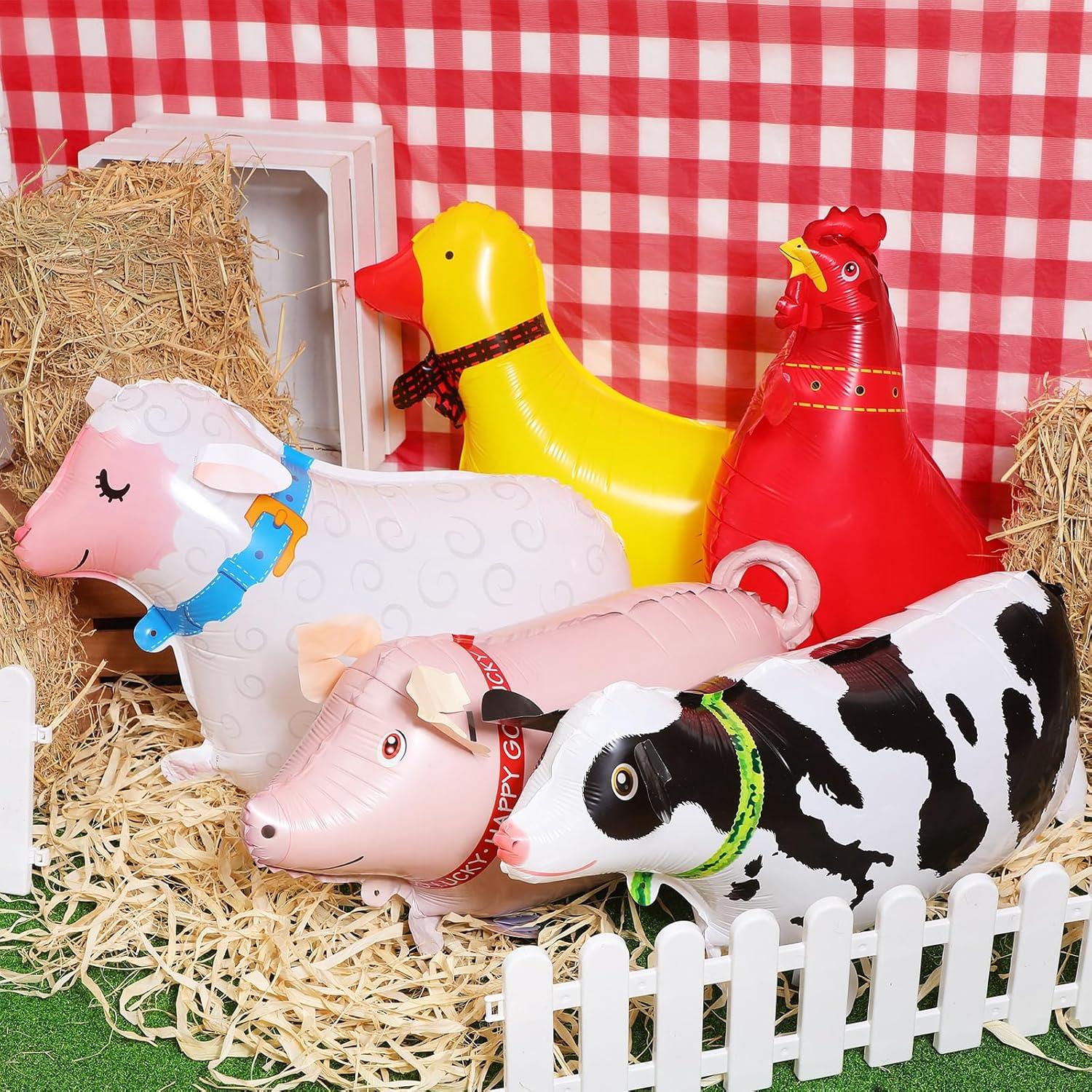 Set de Fiesta de Granja 12 Piezas VioraWhite - Globos y Manteles