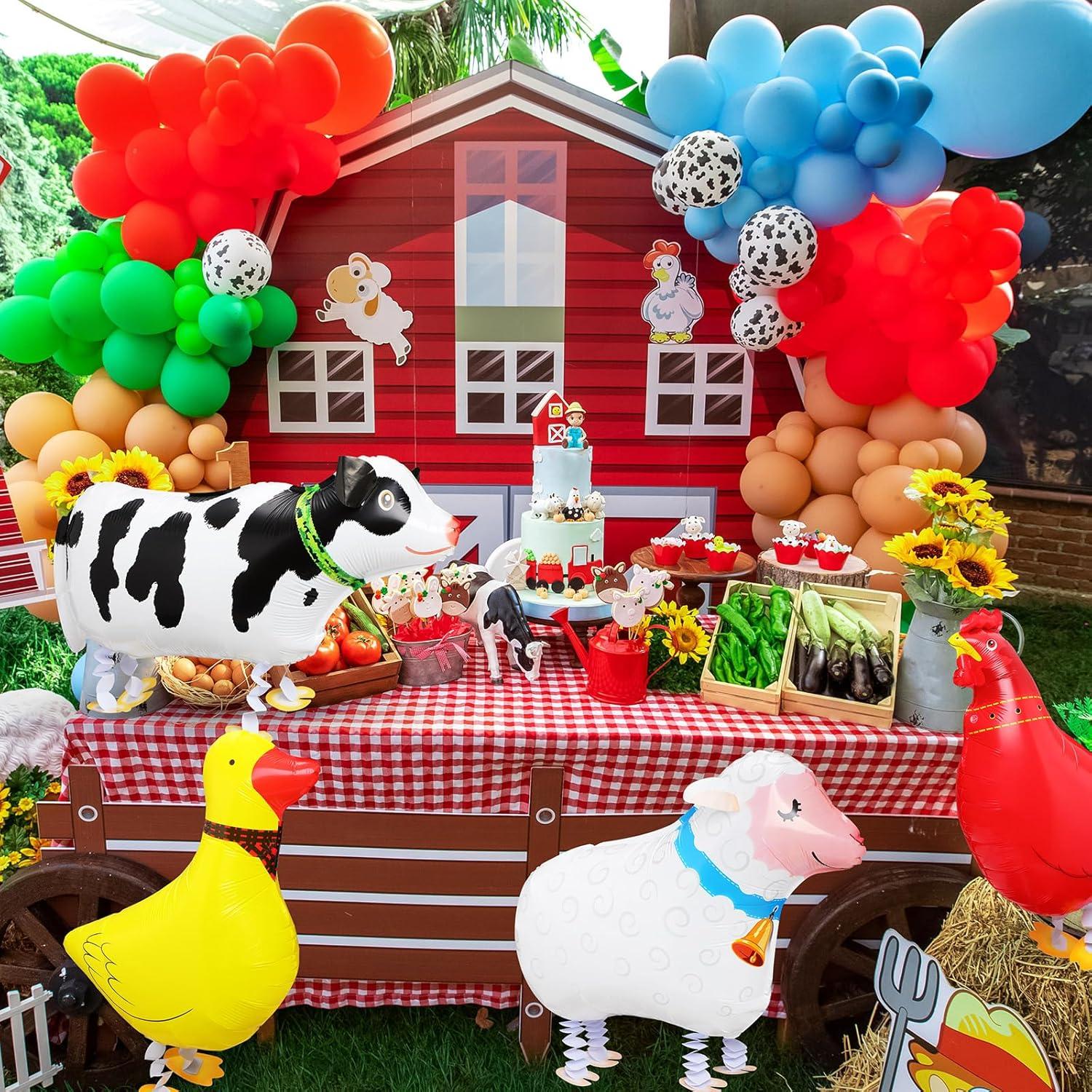 Set de Fiesta de Granja 12 Piezas VioraWhite - Globos y Manteles