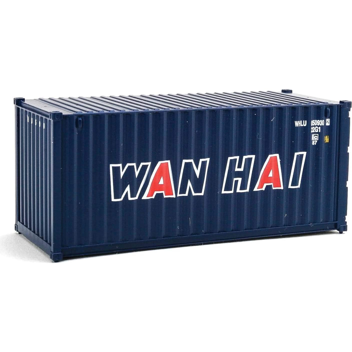 Contenedor Corrugado 20 pies Wan Hai HO 1:87 Azul y Blanco