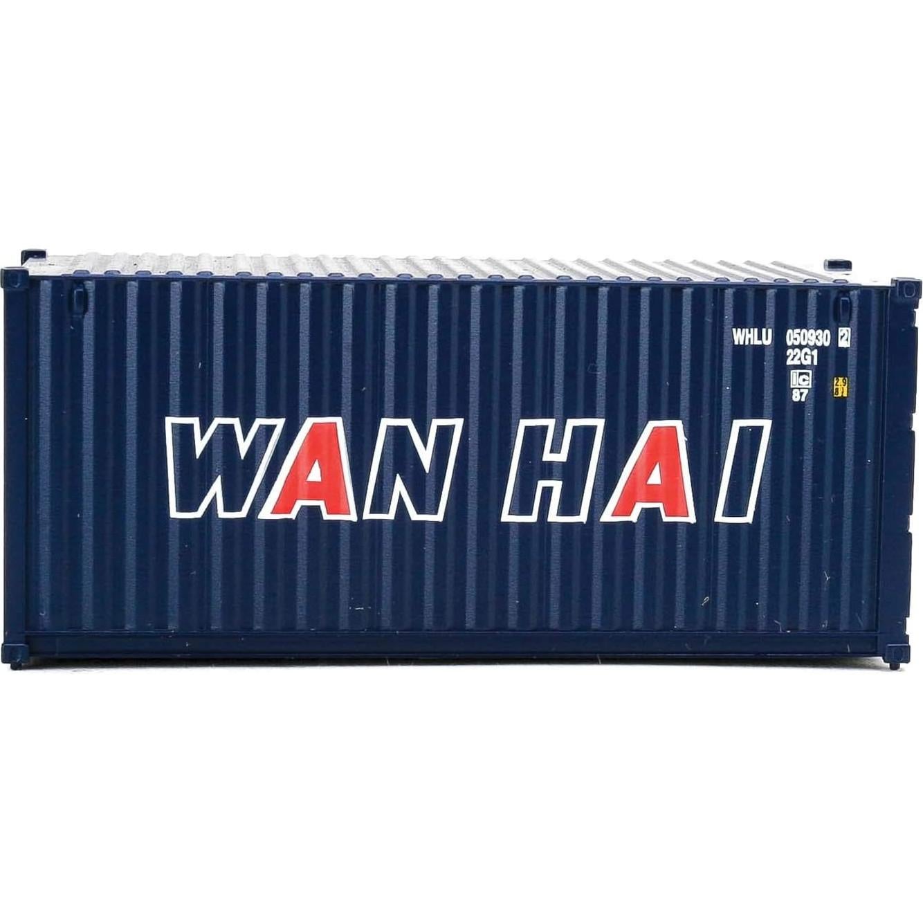 Contenedor Corrugado 20 pies Wan Hai HO 1:87 Azul y Blanco