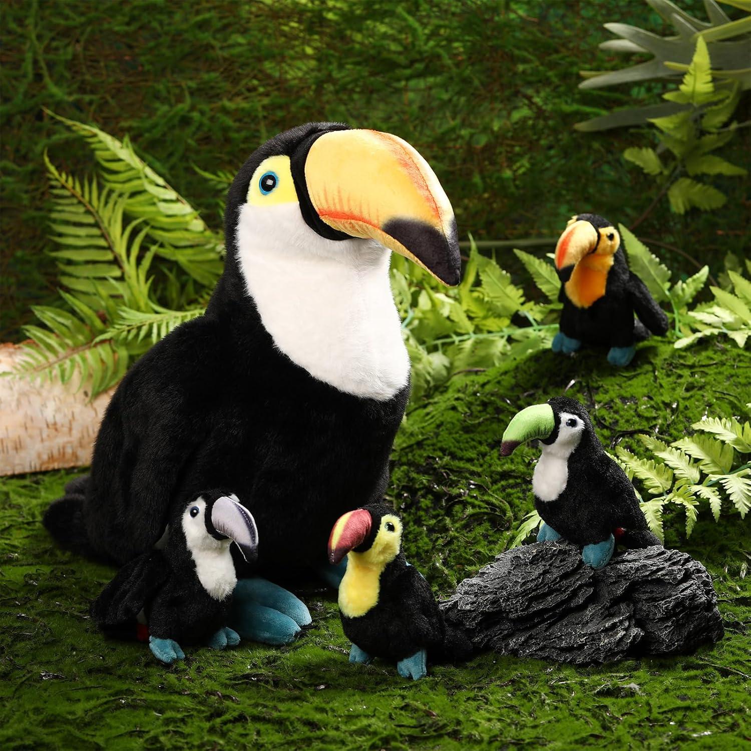 Juguete de Peluche Tucán Grande HyDren 36 cm con 4 Bebés