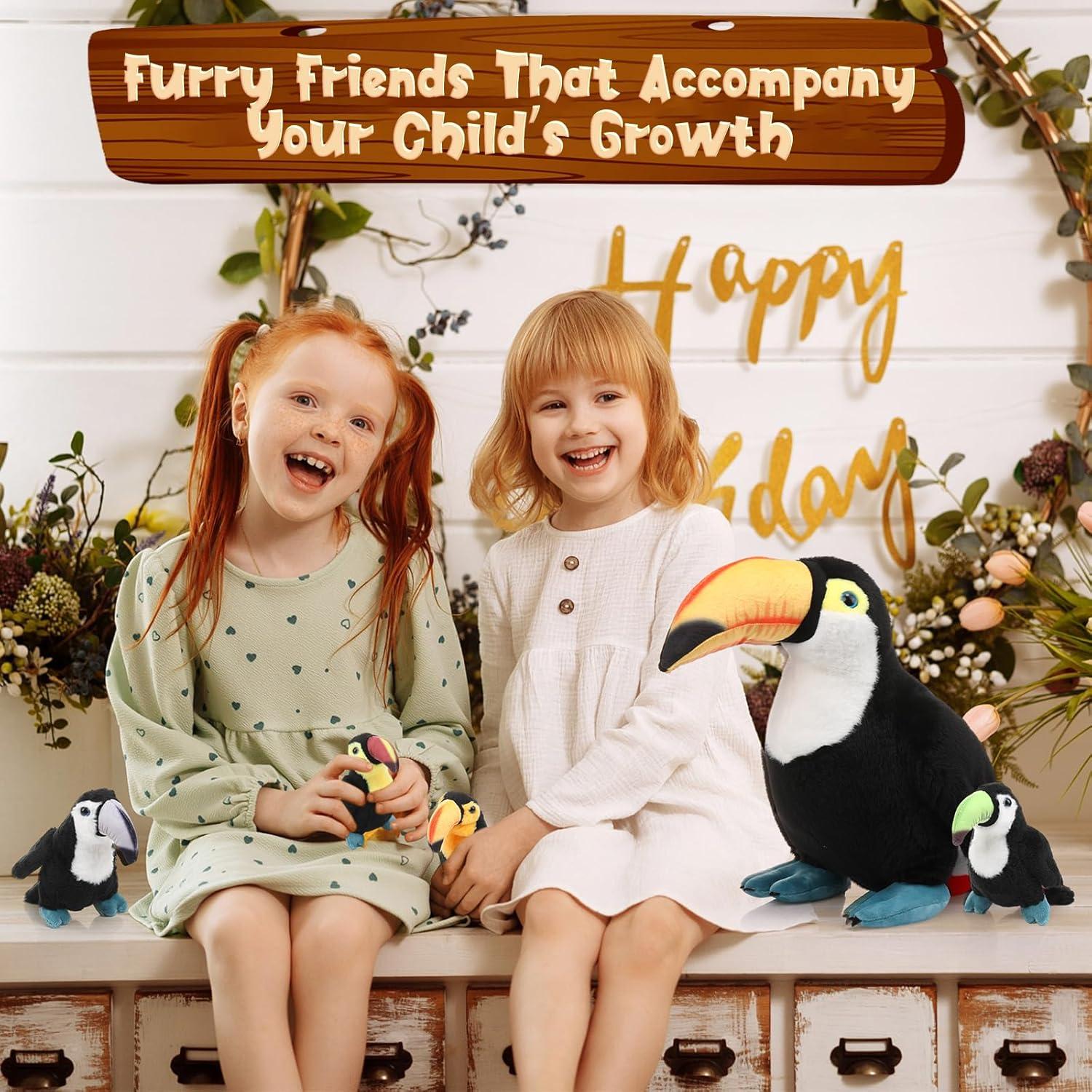 Juguete de Peluche Tucán Grande HyDren 36 cm con 4 Bebés