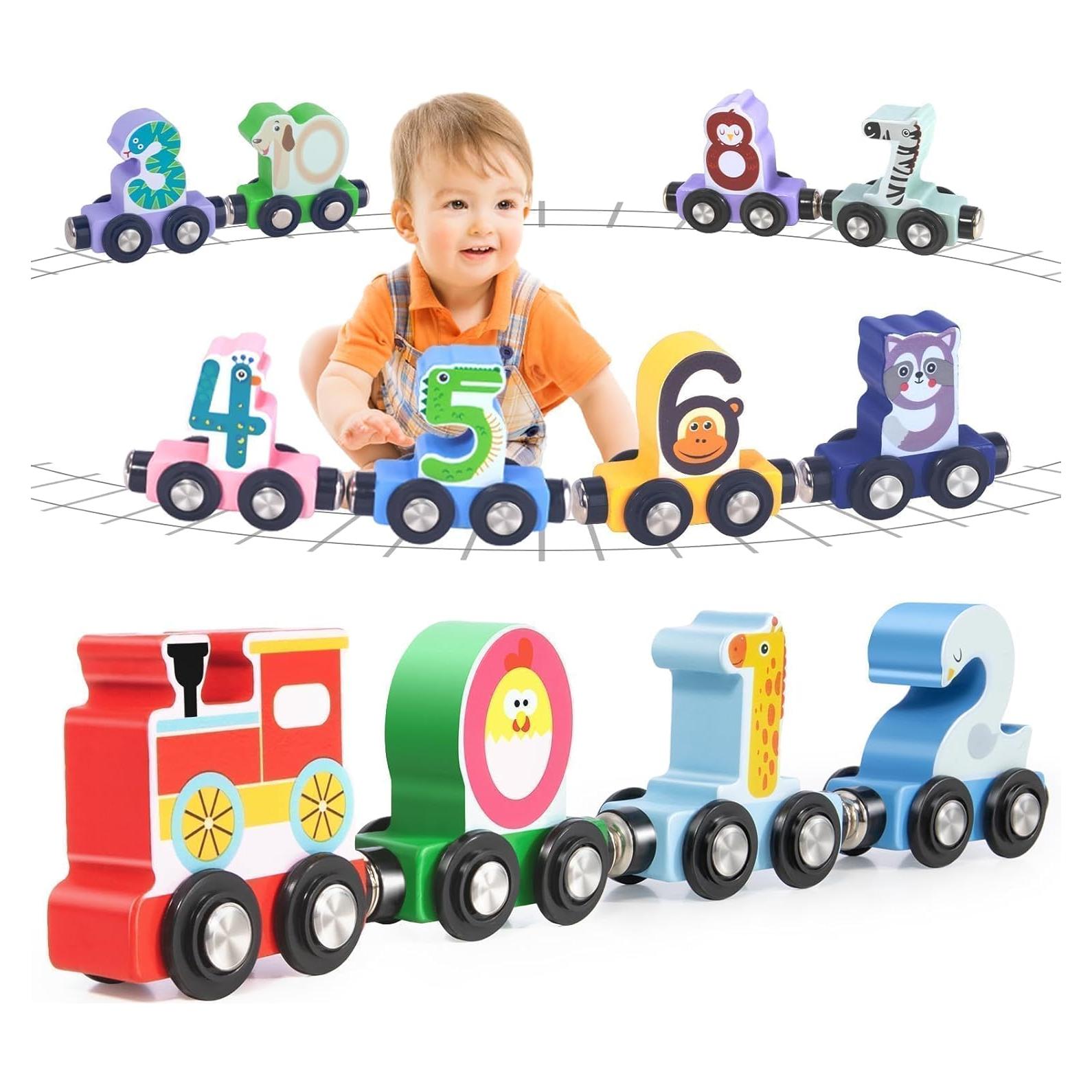 Set de Pista de Tren Magnético de Madera LAUON - 12 Piezas