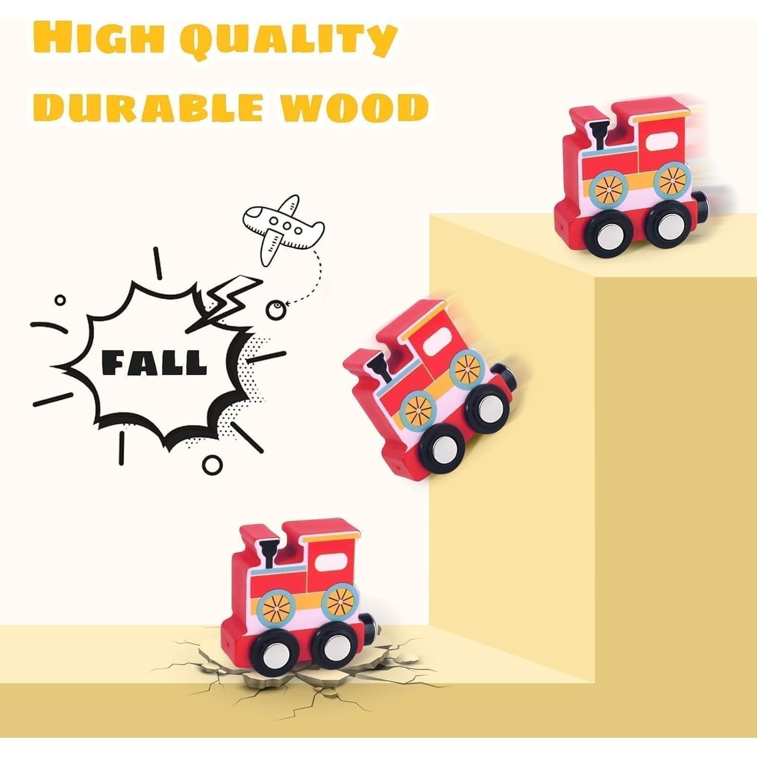 Set de Pista de Tren Magnético de Madera LAUON - 12 Piezas