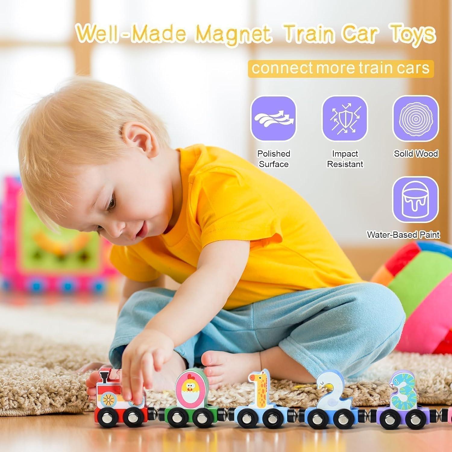 Set de Pista de Tren Magnético de Madera LAUON - 12 Piezas