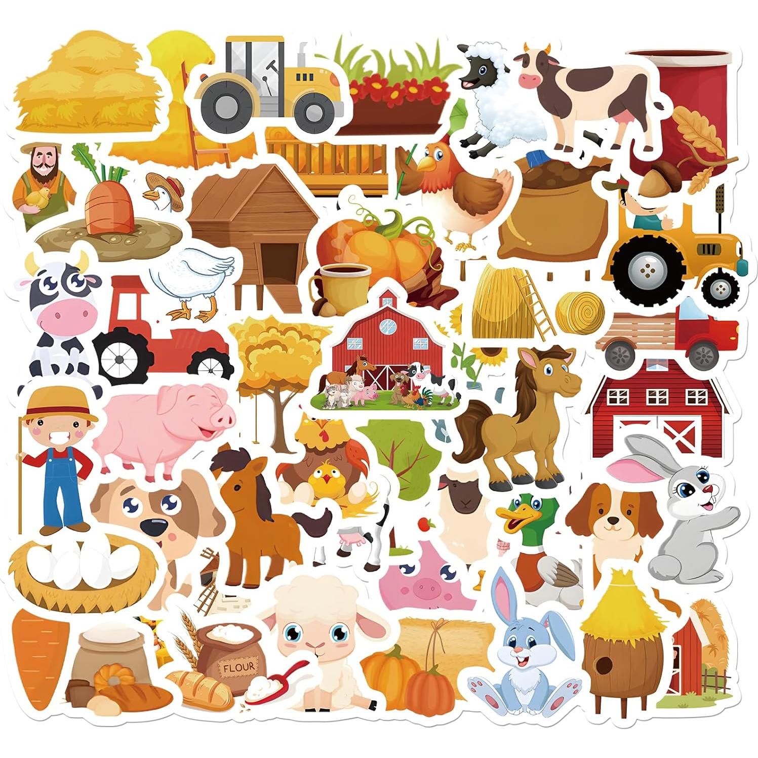 50 Pegatinas de Animales de Granja Spriggenix Reutilizables