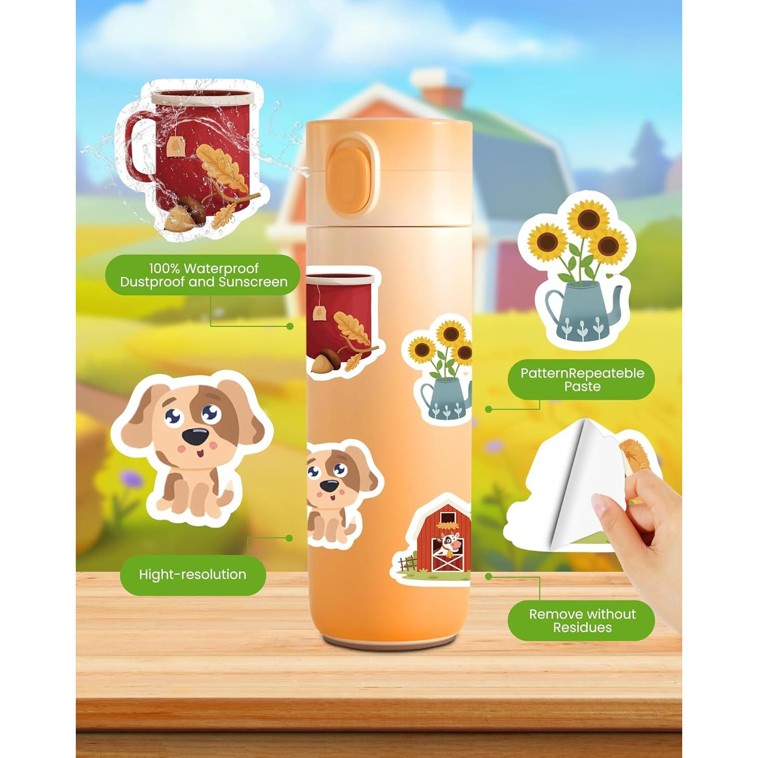 50 Pegatinas de Animales de Granja Spriggenix Reutilizables