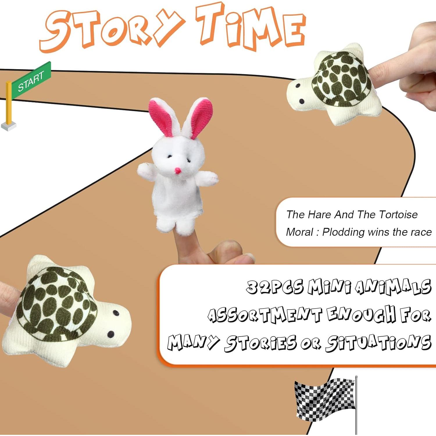 Conjunto de 32 Títeres de Dedo HyDren para Niños - Animales de Peluche