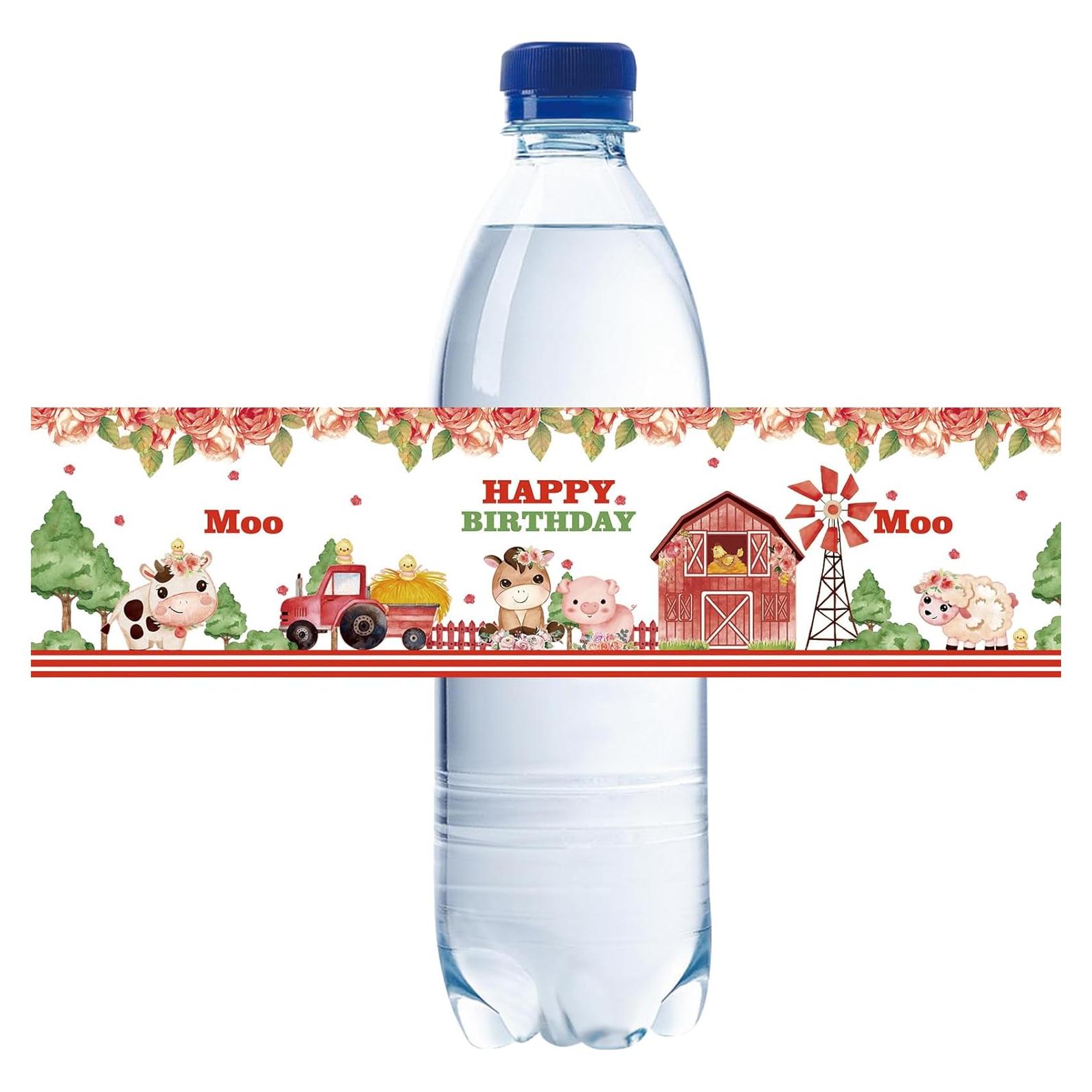 Etiquetas de Botellas de Agua de Vaca ROYAKZ - 32 Piezas