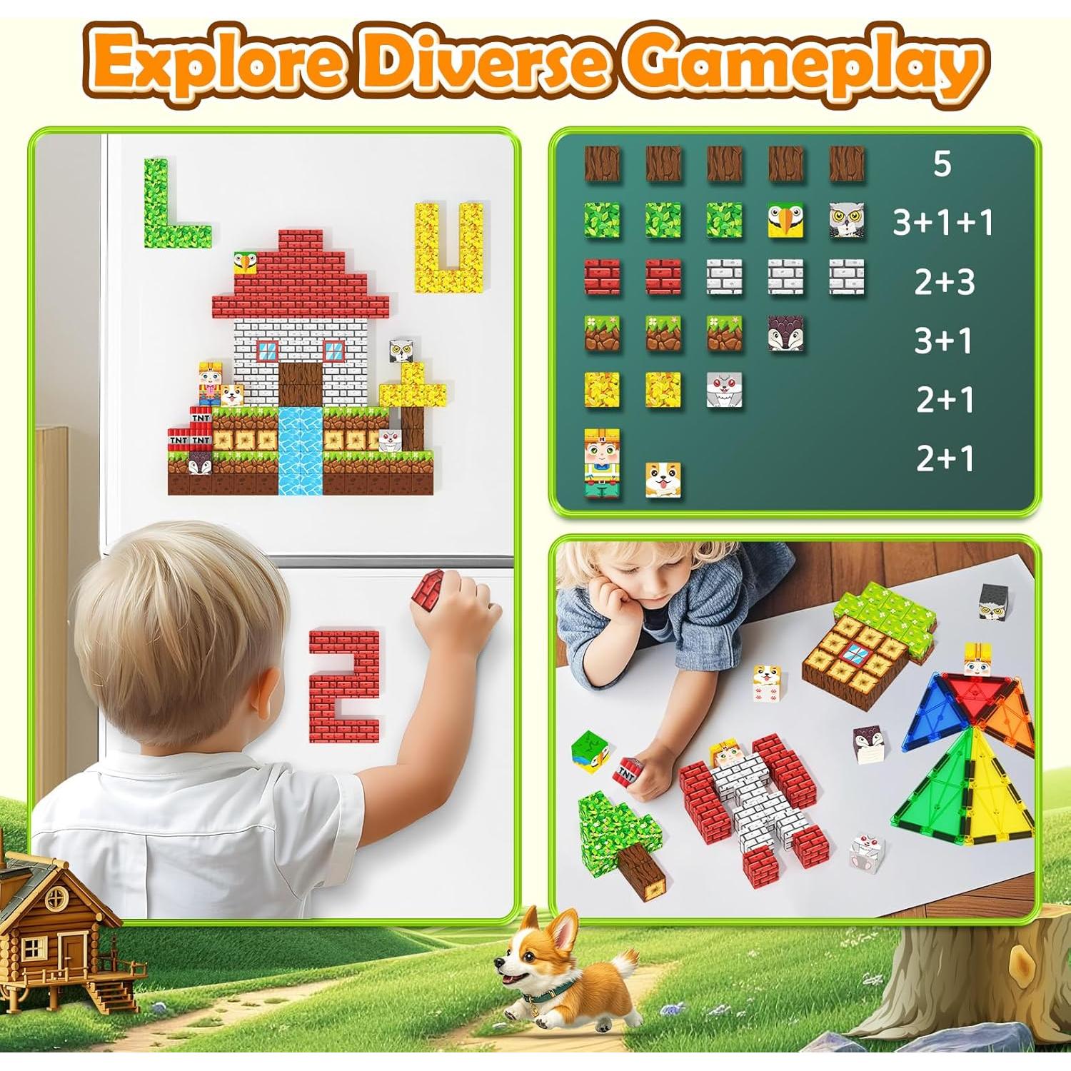 150PCS Bloques Magnéticos Matchtiles para Niños 3-12 Años