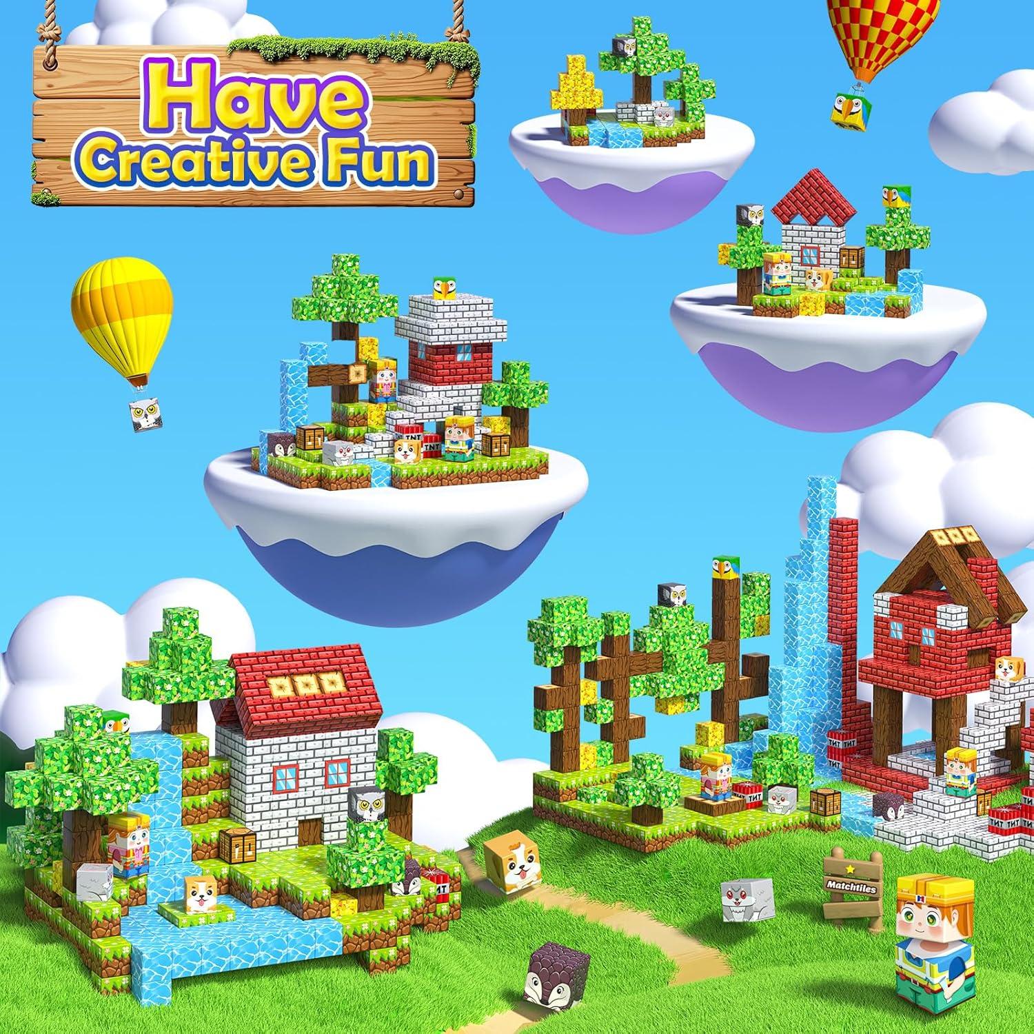 150PCS Bloques Magnéticos Matchtiles para Niños 3-12 Años