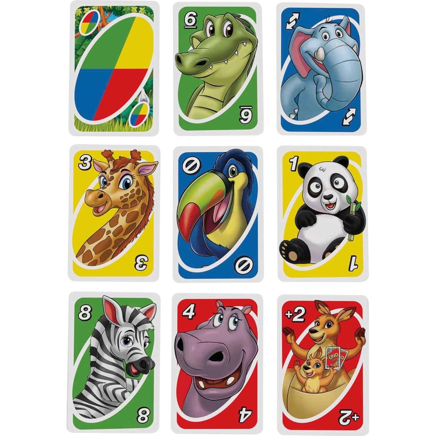 Juego de Cartas UNO Junior Mattel para Niños 3+ con Animales
