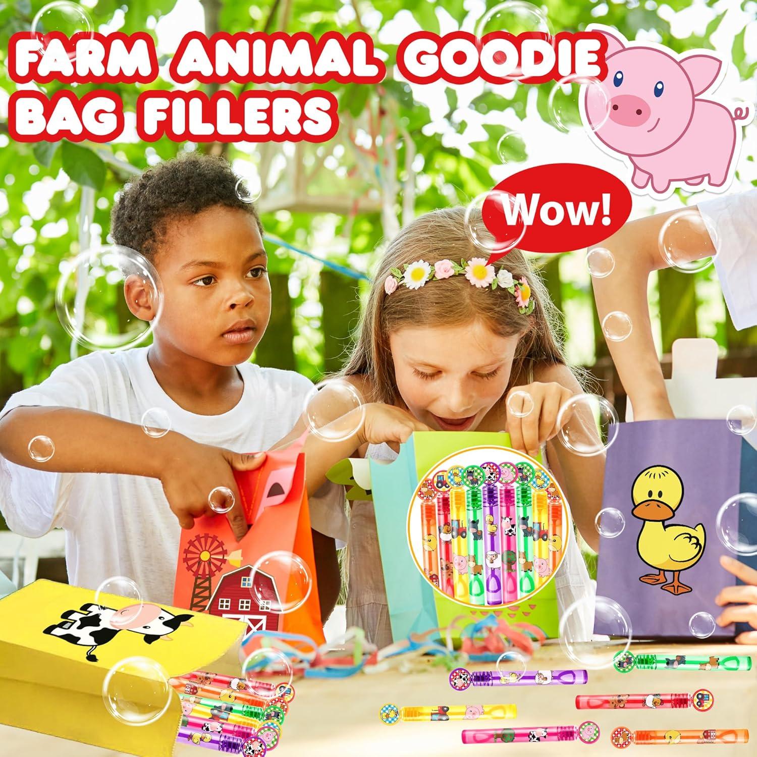 24 Burbujas de Animales de Granja + 96 Stickers Fiesta