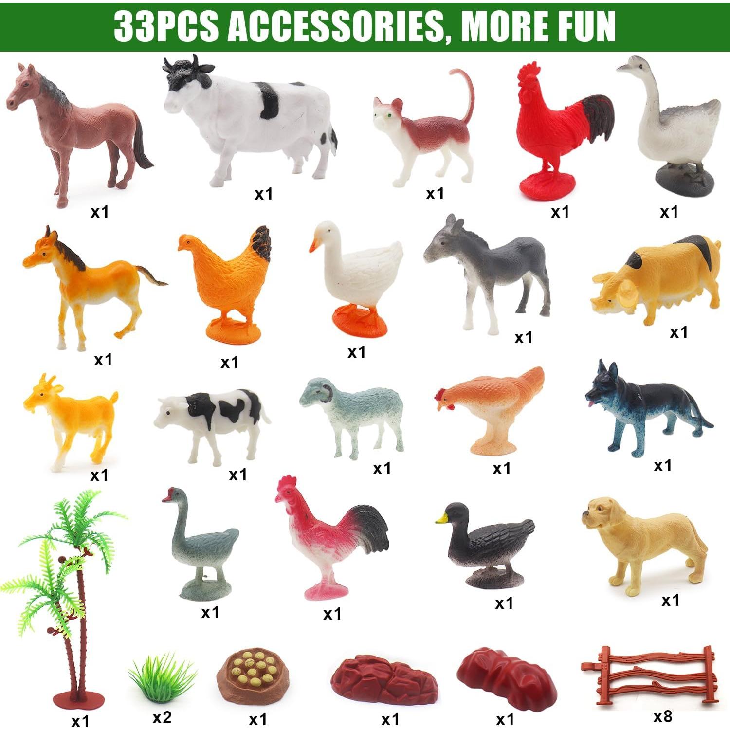 Tractor Control Remoto Fisca 1/24 con Set de Granja 33 Piezas