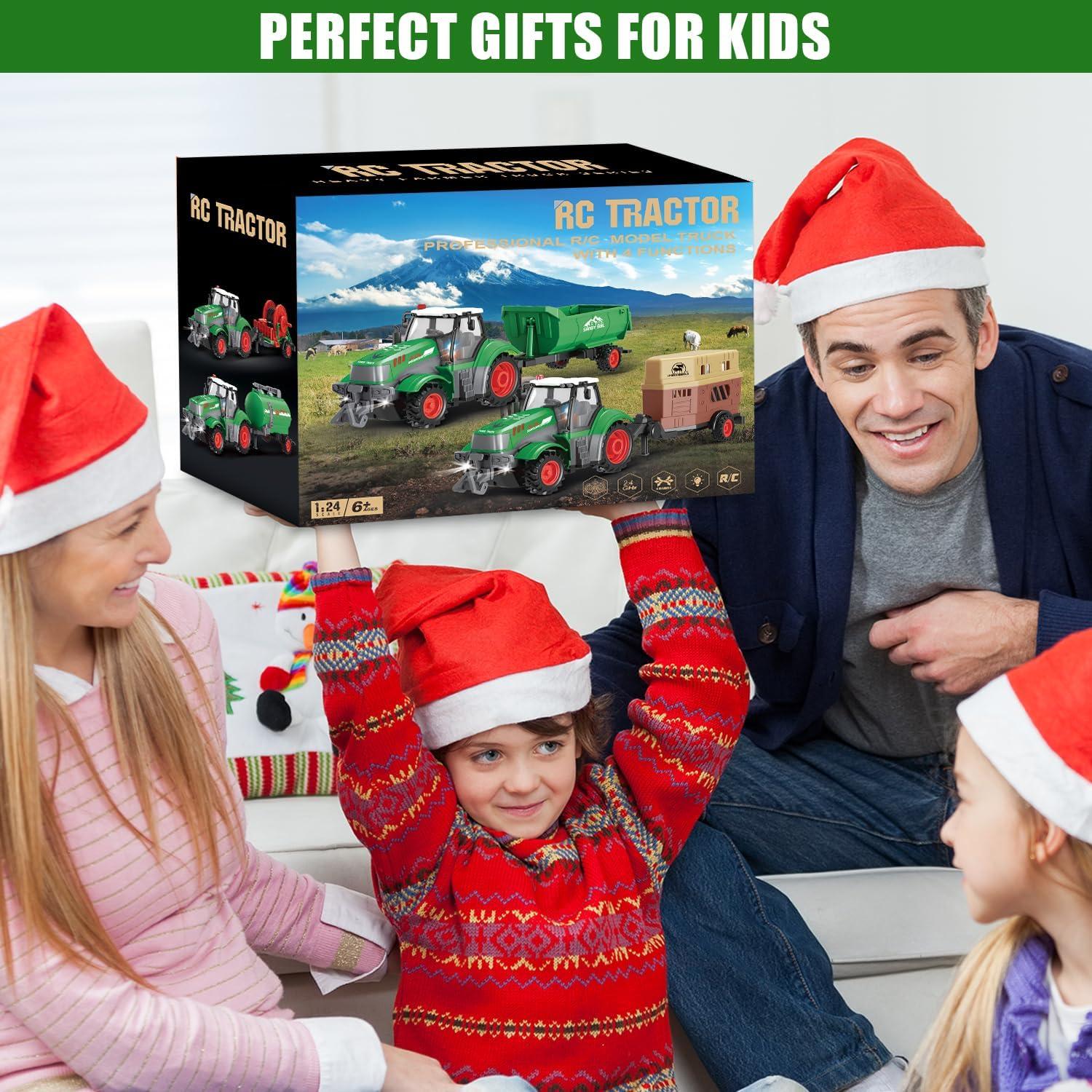 Tractor Control Remoto Fisca 1/24 con Set de Granja 33 Piezas