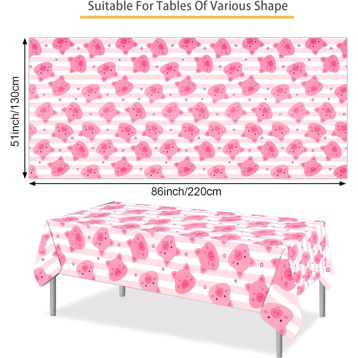 Manteles de Fiesta de Cerdo Rosa PHOGARY - 3PCS 130x220cm