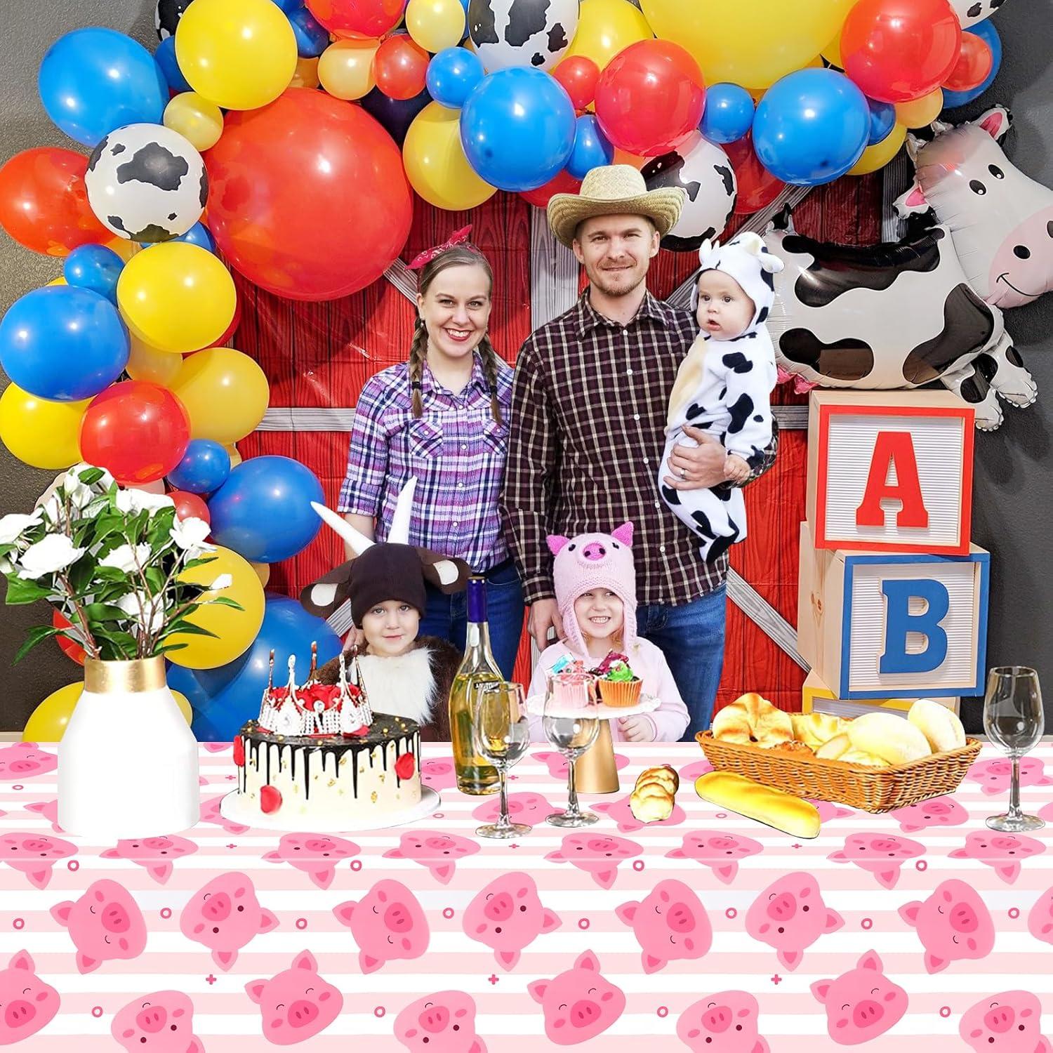 Manteles de Fiesta de Cerdo Rosa PHOGARY - 3PCS 130x220cm