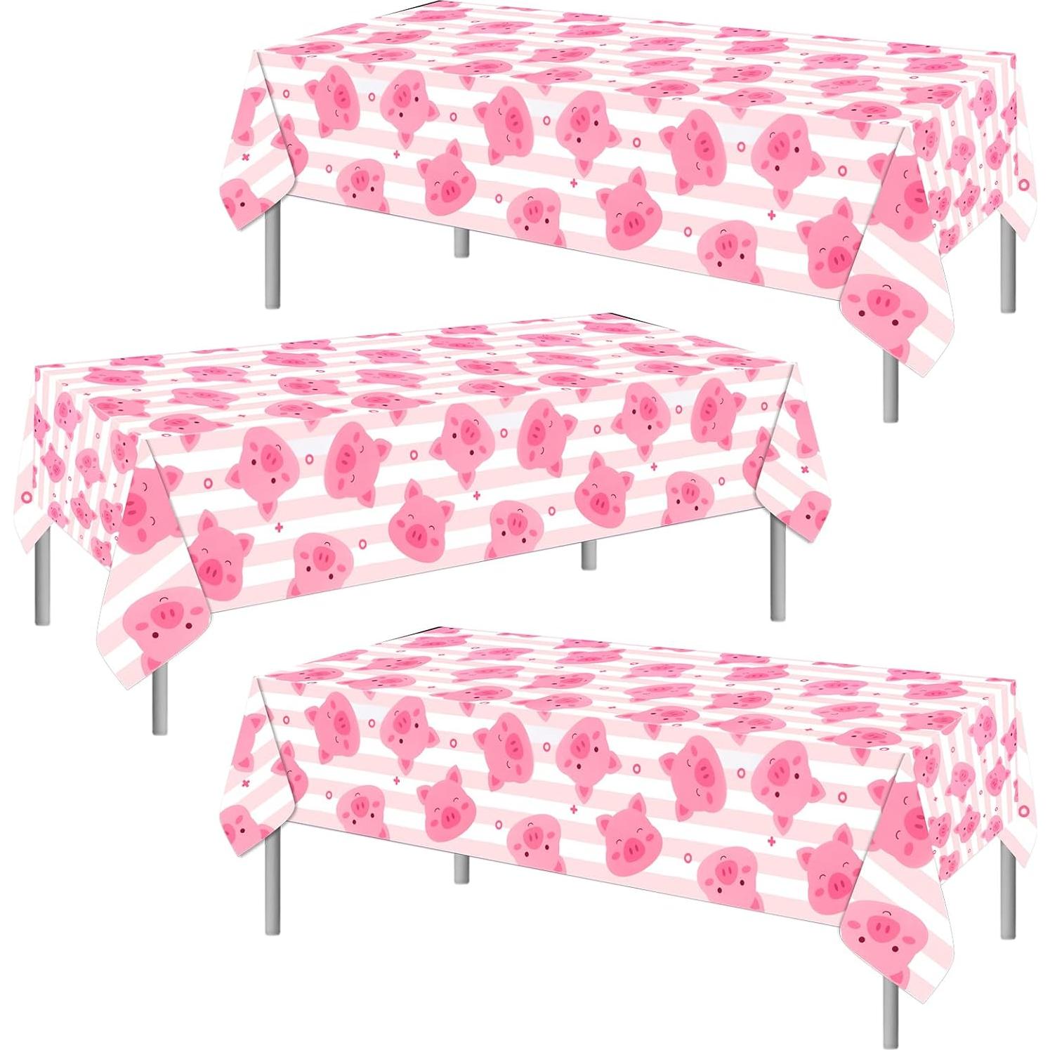 Manteles de Fiesta de Cerdo Rosa PHOGARY - 3PCS 130x220cm