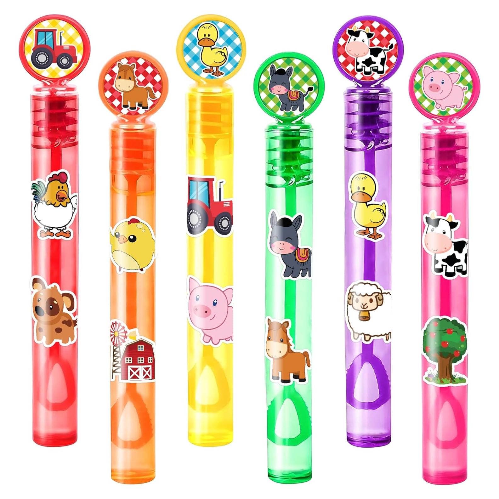 24 Varitas de Burbuja de Animales de Granja - Favor de Fiesta