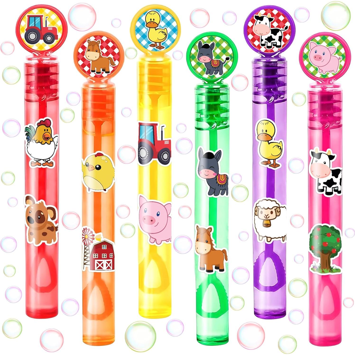 24 Varitas de Burbuja de Animales de Granja - Favor de Fiesta