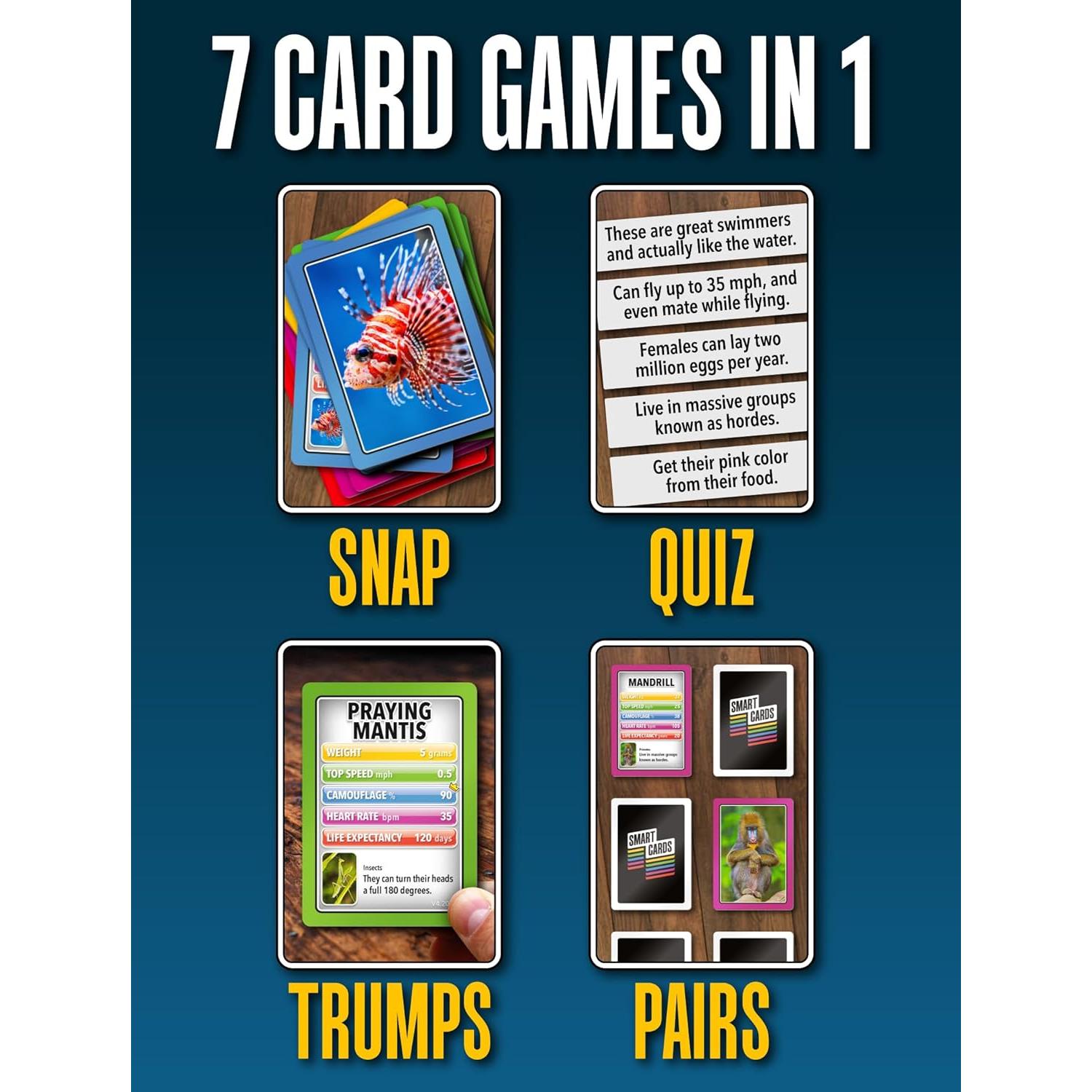 Tarjetas Inteligentes Animales Poptacular 50 Tarjetas 7 Juegos