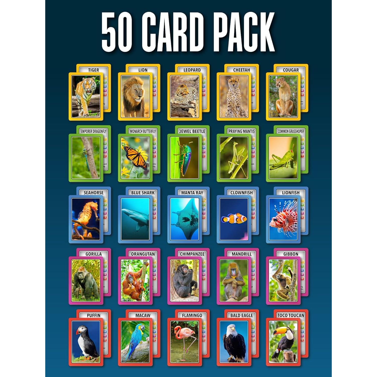 Tarjetas Inteligentes Animales Poptacular 50 Tarjetas 7 Juegos