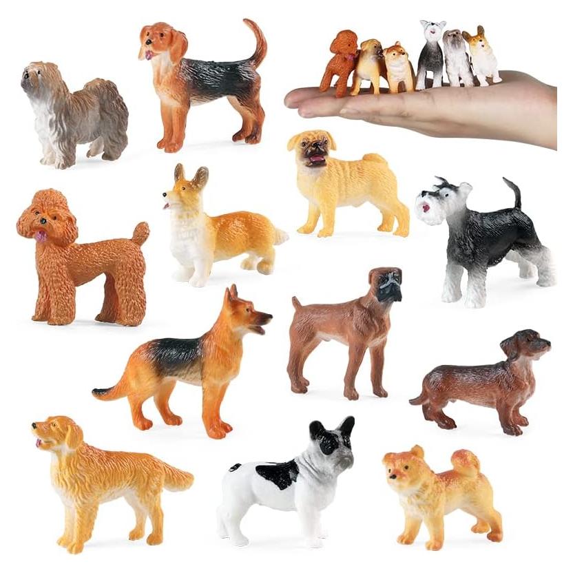 Juego de Mini Figuras de Perros RCOMG - 12 Cachorros Realistas