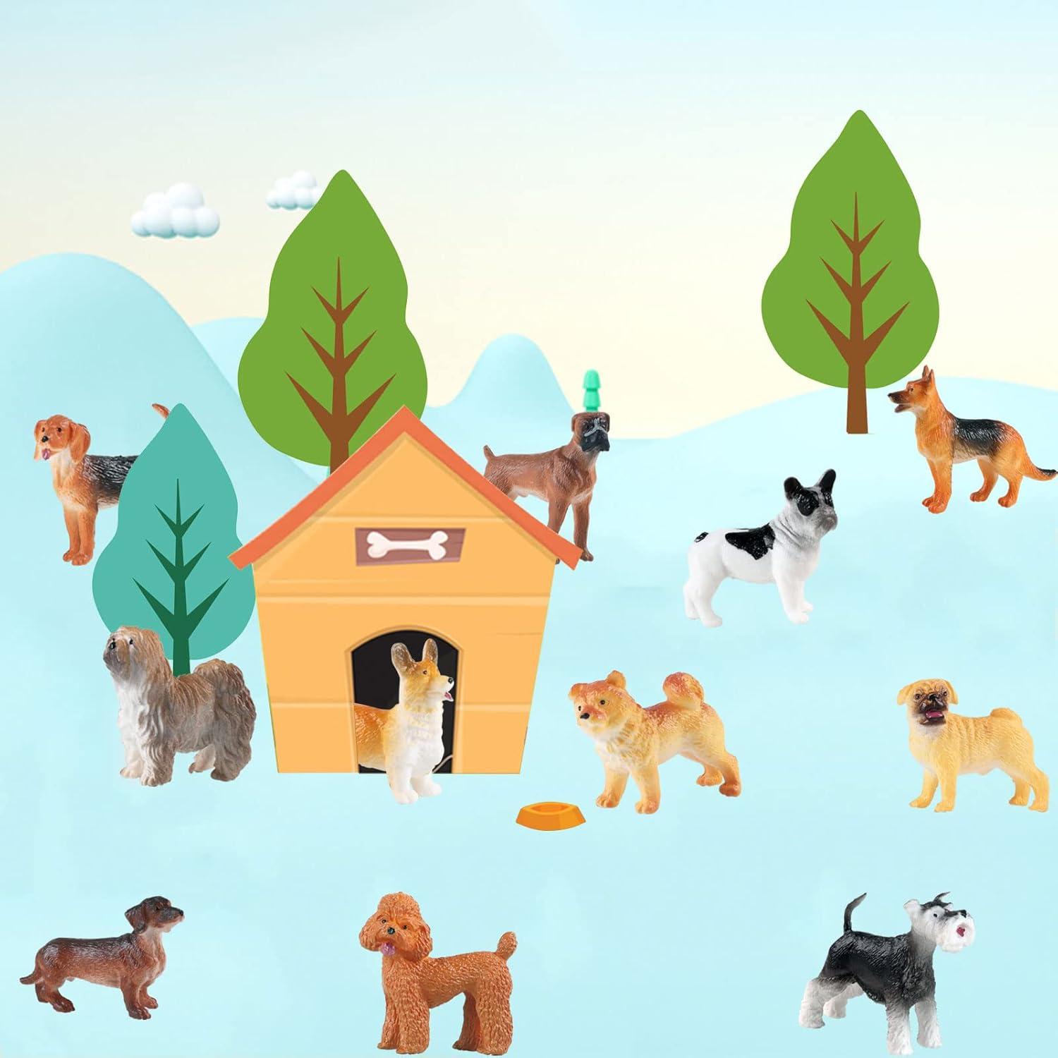 Juego de Mini Figuras de Perros RCOMG - 12 Cachorros Realistas