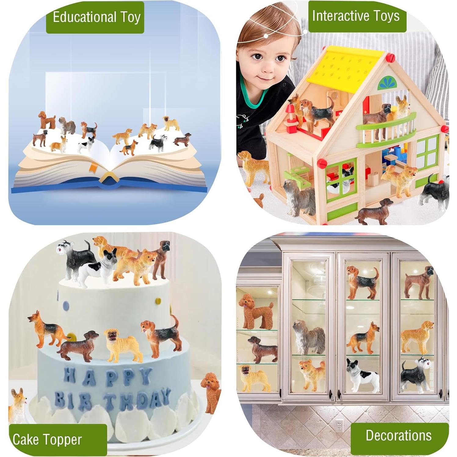 Juego de Mini Figuras de Perros RCOMG - 12 Cachorros Realistas