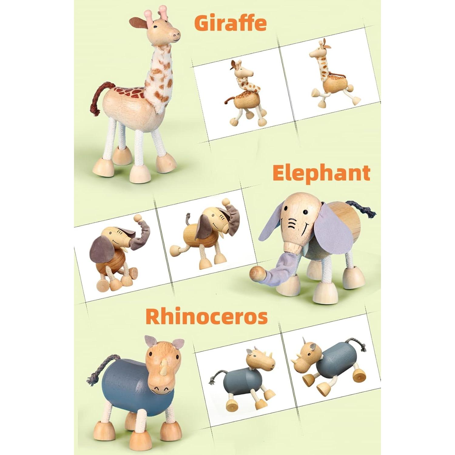 Juego de 14 Figuras de Animales de Madera MIKNEKE - Juguetes Educativos