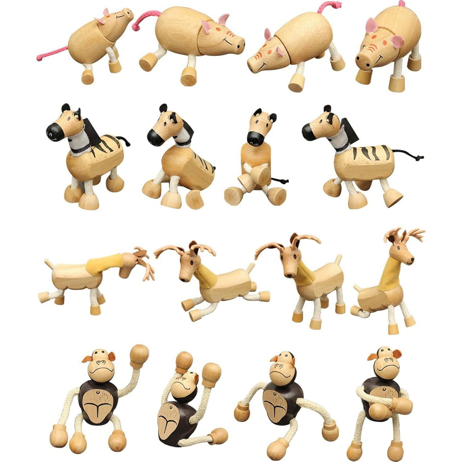 Juego de 14 Figuras de Animales de Madera MIKNEKE - Juguetes Educativos