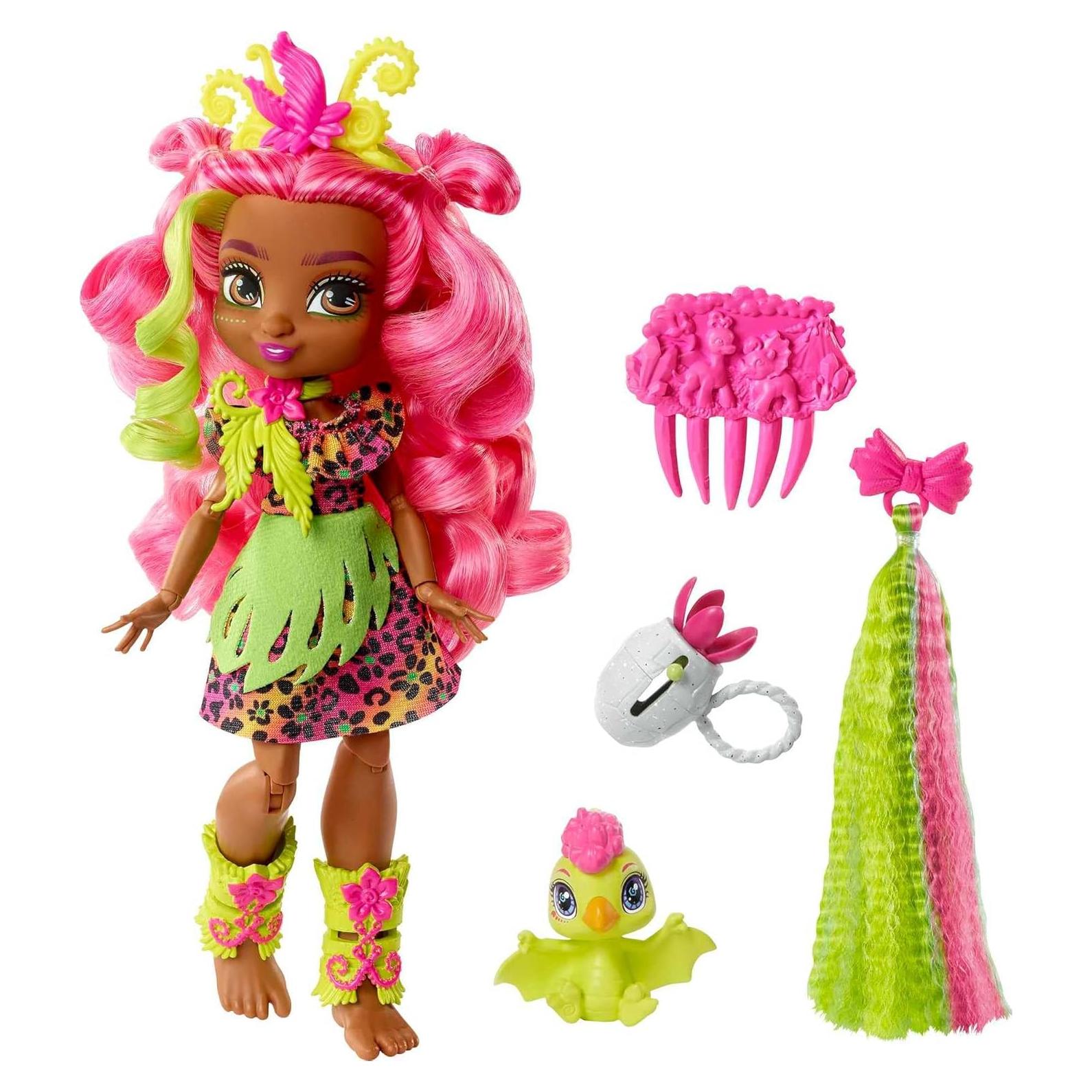 Muñeca Fernessa Mattel Cave Club 25 cm con Dinosaurio y Accesorios