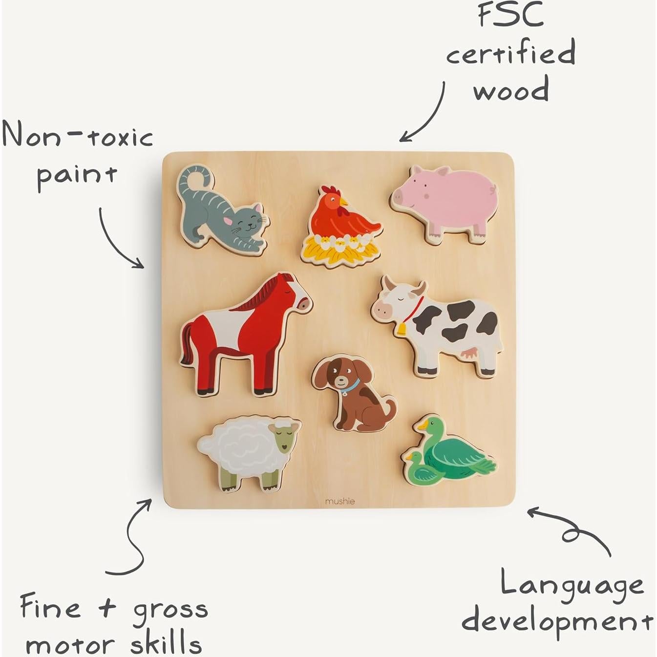 Rompecabezas de Madera Mushie Granja 8 Piezas 29.7 cm
